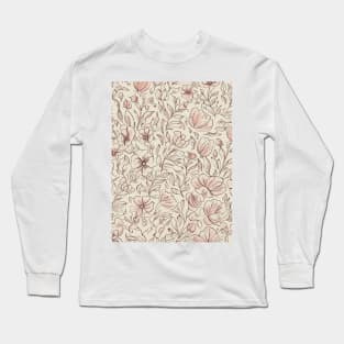 Floral Pattern Hand Drawn Sketch: Sketchbook Botanical Charm Long Sleeve T-Shirt